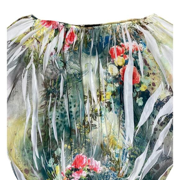 Lane Bryant Floral Off Shoulder Blouse Size 18 / 20 W Sheer Botanical Whimsical - Picture 9 of 13